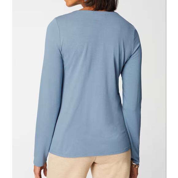 New J.Jill $79 LP Wearever Lenzing Ecovero Blue Viscose Long Sleeve‎ Tie-Waist - Picture 3 of 10